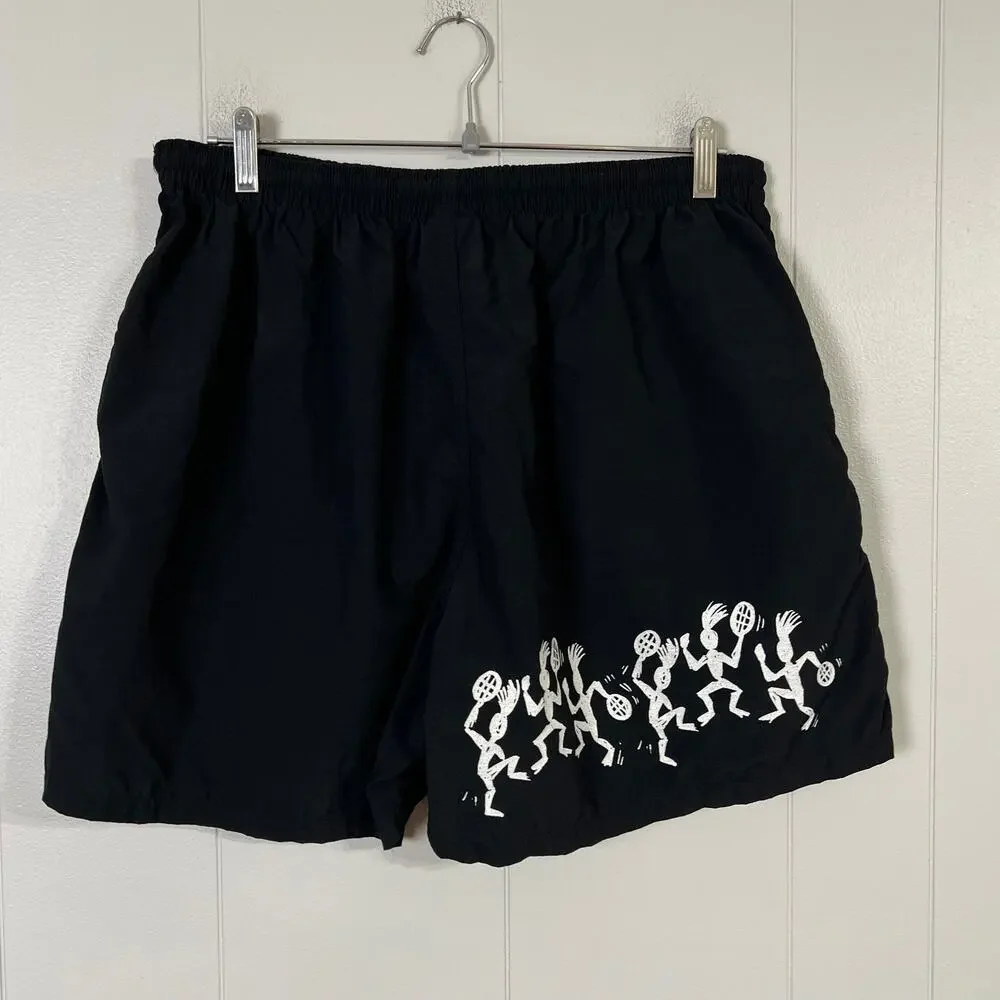 Vintage Balle de Match Mens XL Black Tennis Shorts Have A Yippee Day Made USA